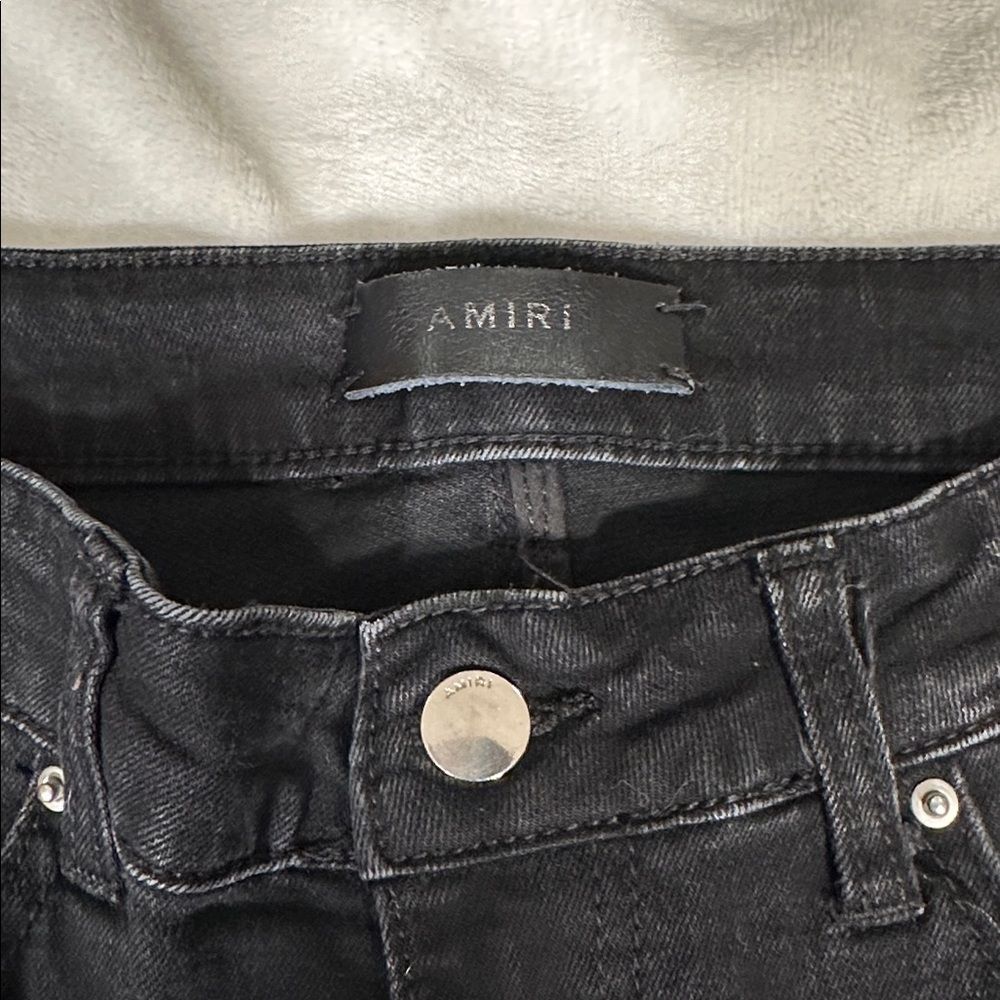 AMIRI Black Distressed Denim Jeans with Colorful Underlays! - Picture 6 of 7